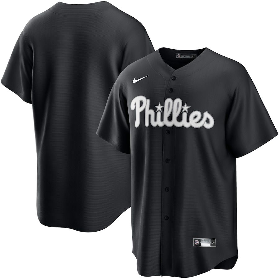 Men Philadelphia Phillies Nike Black White Official Replica MLB Jersey->philadelphia phillies->MLB Jersey